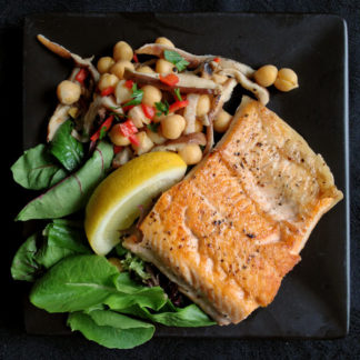 Arctic Char with Warm Shiitake-Garbanzo Salad