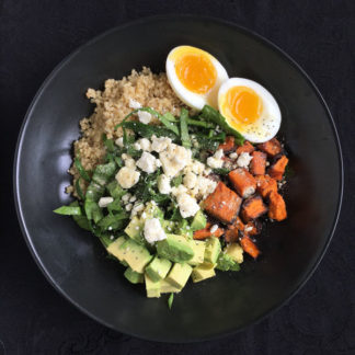 Avocado Bowl with Quinoa, Sweet Potatoes & Eggs