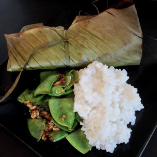 Baked Tilapia with Jade Rice and Snow Peas