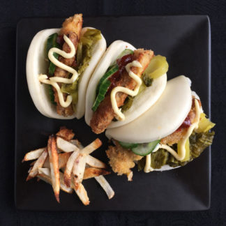 Pork Bao Buns with with Togaroshi-Glazed Vegetables