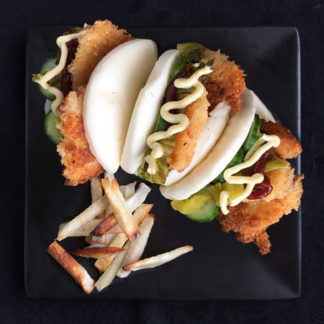 Shrimp Bao Buns with with Togaroshi-Glazed Vegetables