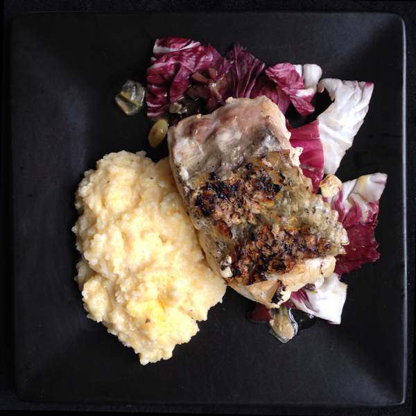 Red Snapper with Rosemary-Olive Vinaigrette and Polenta