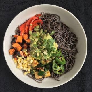 Black Bean Noodles with Grilled Vegetables