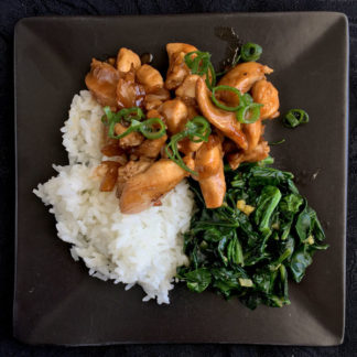 Bourbon Chicken with Five-Spice Spinach