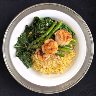 Brown-Butter Scallops with Risotto
