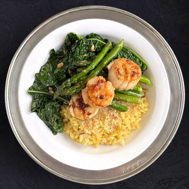 Brown-Butter Scallops with Risotto