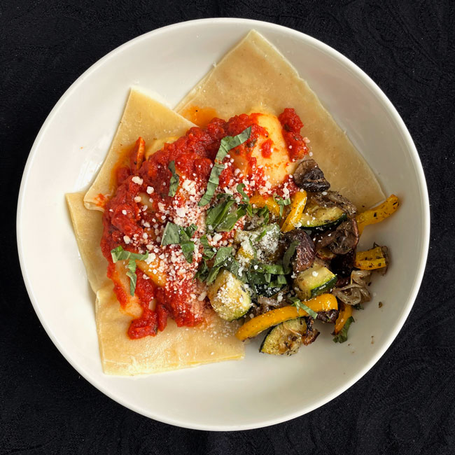 Cheese Ravioli with Italian-Roasted Veggies