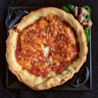 Chicago-Style Deep Dish Pizza with Sausage and Peppers