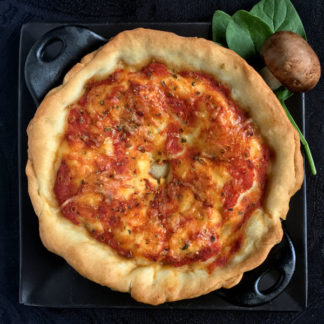 Chicago-Style Deep Dish Pizza with Spinach and Mushrooms