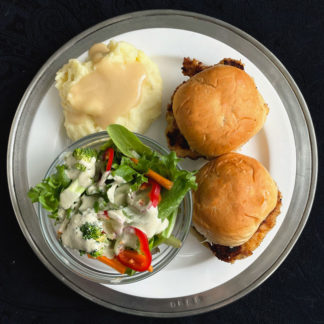 Chicken Littles with Potatoes and Buffalo-Ranch Salad