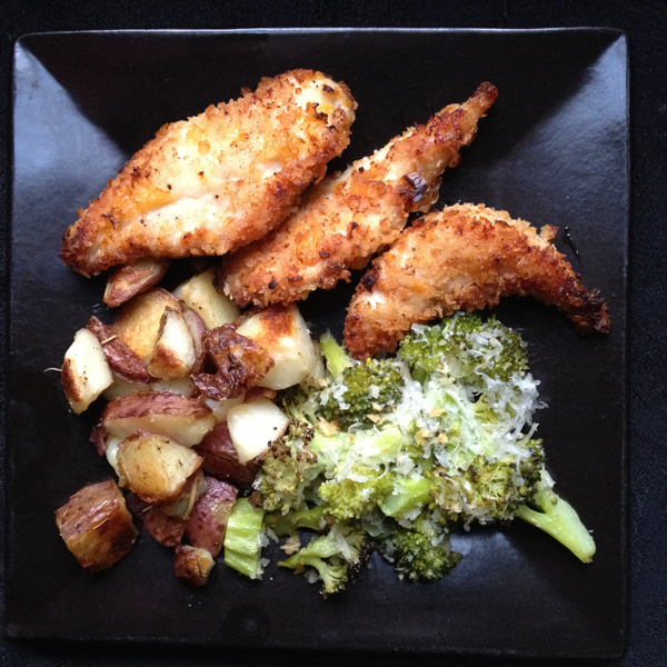 Chicken Tenders, Roasted Broccoli and Potatoes (Copy)