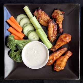 Chicken Wings Two Ways with Crudités and Blue Cheese Dip