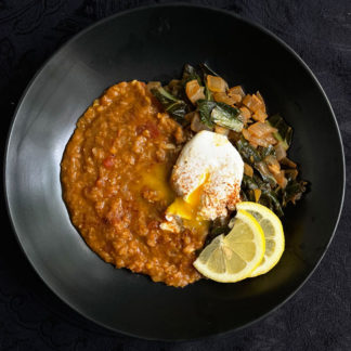 Ethiopian Plate with Beans, Greens and Egg
