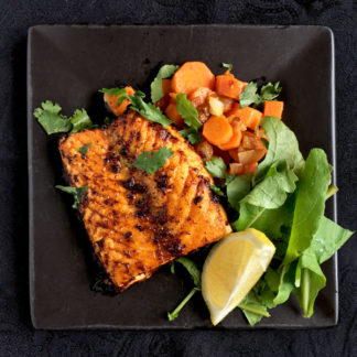 Salmon in Chraimeh Sauce with Spicy Carrots