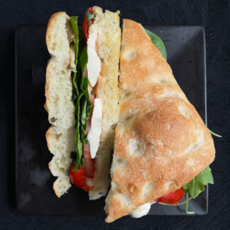 Focaccia Sandwich with Mozzarella and Red Pepper