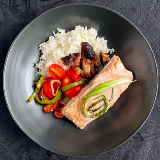 Foil-wrapped Salmon with Pork Belly