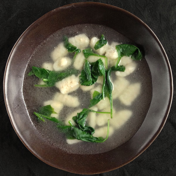 Gnocchi with Spinach in Parmesan Broth
