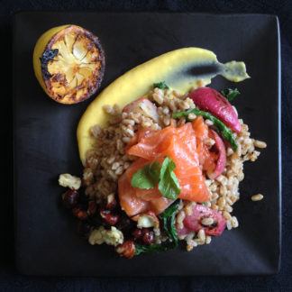 Gravlax and Farro with Charred Lemon