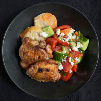 Grilled Chicken Thighs with Serbian Salad