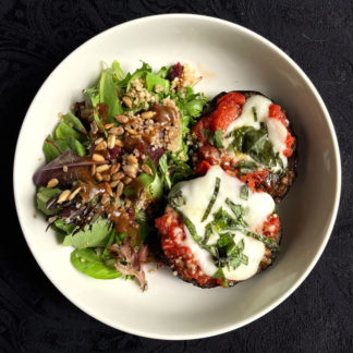 Grilled Eggplant Parmesan with Quinoa Salad