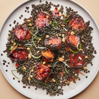 Glazed Sweet Potatoes with Lentils