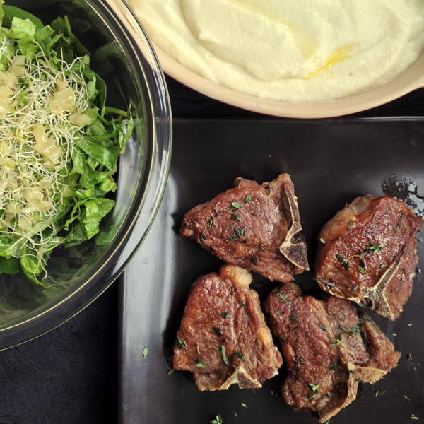 Roasted Lamb Loin Steaks with Cauliflower Purée