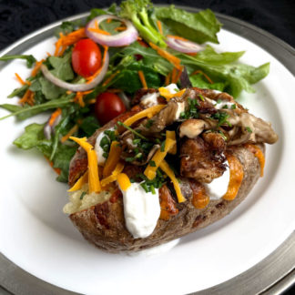 Loaded Baked Potatoes with Garden Salad