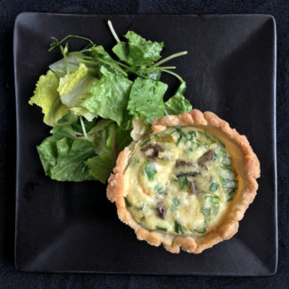 Mini Quiches with Morels, Ramps and Gruyére