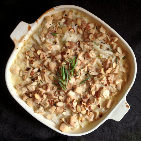 Nutted Chicken Rice Noodle Casserole