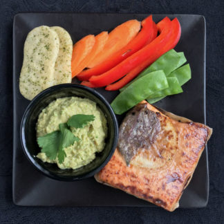 Origami Salmon with Edamame Hummus