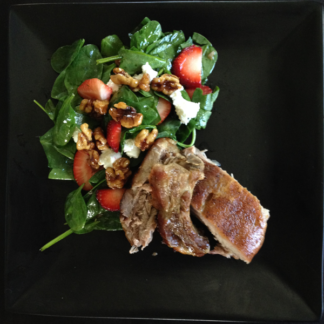 Baby Back Ribs with Strawberry-Spinach Salad