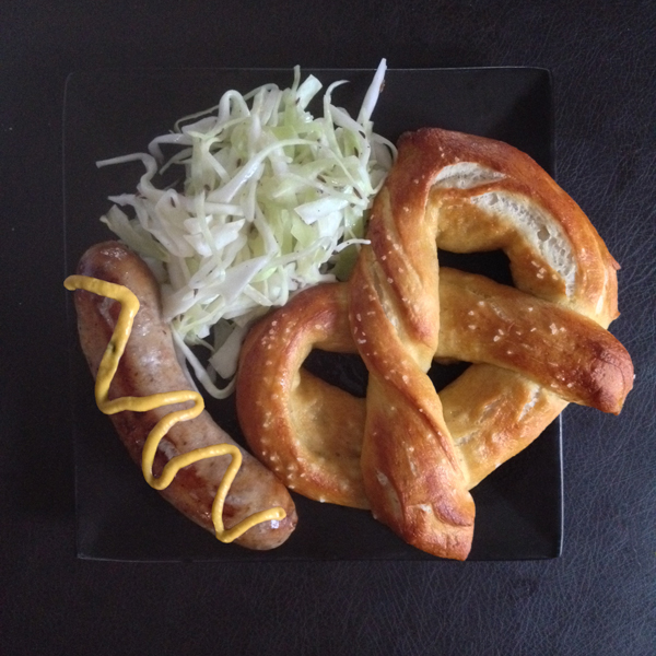 Pretzels with Brats and Cabbage