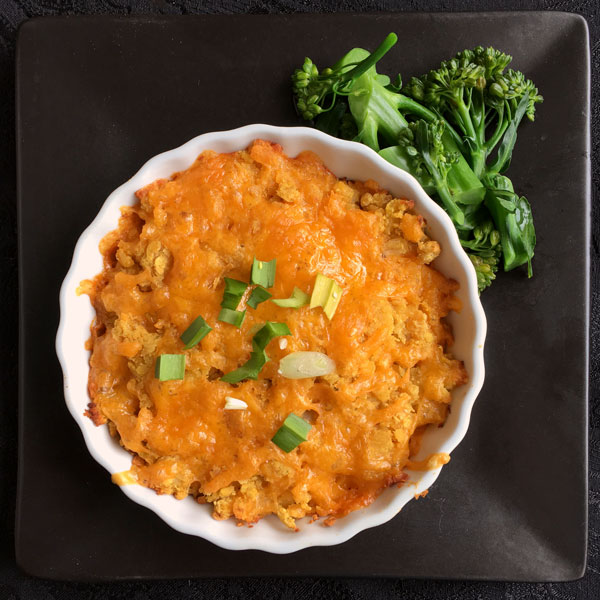Red Lentil Pie with Cheddar Cheese and Broccoli