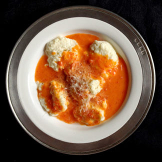 Ricotta Dumplings with Red Pepper Sauce