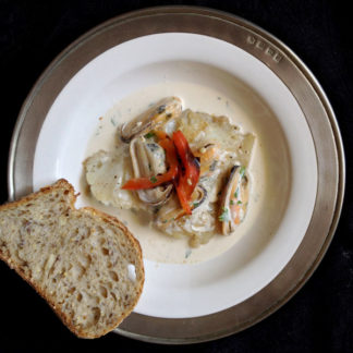 Seared Cod with Spicy Mussel Aioli