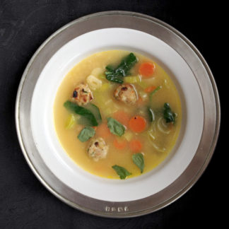 Spring Minestrone </ br>with Chicken Meatballs