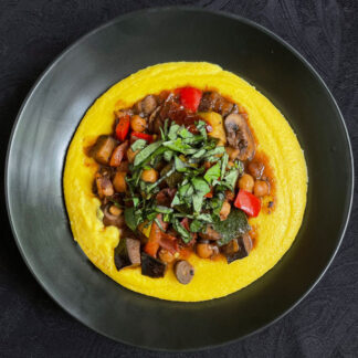 Summer Vegetable Ragout with Turmeric Polenta