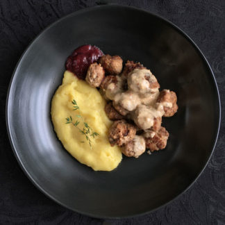 Swedish Meatballs with Potatoes and Lingonberry Jam